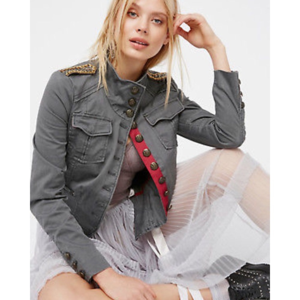 Free People Shrunken Officer Military Jacket NWT